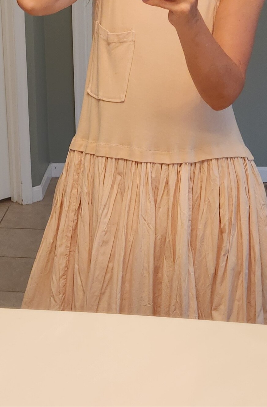 Free People Calla Lily Pink Cream Midi Bubble-Hem Dress Size M 100% Cotton - Picture 7 of 15